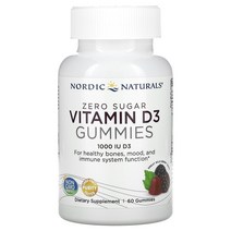 Nordic Naturals 노르딕 제로 슈가 비타민 D3 구미 와일드 베리 25mcg 1000IU 60구미