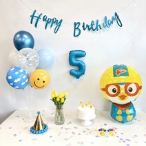 민즈셀렉트 뽀로로 생일풍선 세트 해피벌스데이풍선 생일파티 Happybirthday 이벤트, 숫자 4세트