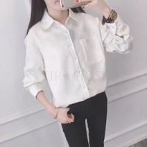 kirahosi 셔츠 골덴 여성 학생 판 코듀로이 루즈핏 흰색