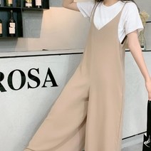 G125146 끈나시 점프슈트 통치마바지