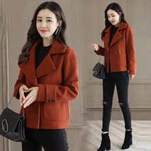 Sevalo 2023 초봄 여성 숏 코트 카디건 더블 모직 톱