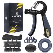 5 Pack Counting Hand Grip Strengthener Set 5-60kg 조절 식 핸드 그리퍼 핑거 트레이너 핑거 들것 핸드 그립 링 및 볼