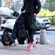 바이더알 해골 패치 다이아 퀼팅 패딩 반바지