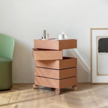 심플리 미드센츄리가구 360도 회전 바퀴달린 네모 트롤리, 핑크 분홍