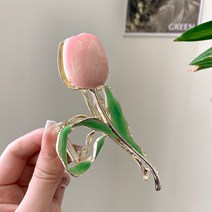 크리스탈 플라워 비즈 스틸 집게핀