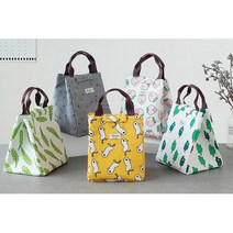 다용도 쿨러백 헬스도시락가방 소형런치백 보온보냉백, 화이트무잎