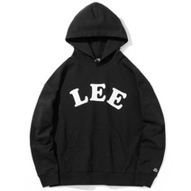 LEE 빈티지로고 후로피 스냅 오버핏 후드티셔츠 블랙 Vintage Logo Snap Hoodie Black LE2201HD09BK