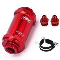 연료필터 Wlr racingpqy 검정색 an6an8an10 인라인 e85 에탄올 100 미크론 스테인레스 스틸 엘리먼트 및 pqy 스티커 포함, AN6 red