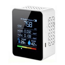 미세먼지측정기 공기질측정기 초미세먼지측정기 xiaomi 5in1 co2 meter 디지털 온도 습도 테스터 이산화탄소 tvoc hcho 감지기 공기 품질 다기능 모니터, 하얀