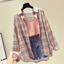 디에프 여성 여자 블리 체크 남방 코디가 쉬운 기본체크남방