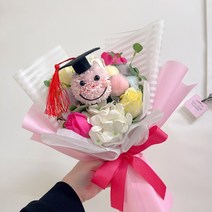 (당일/무료배송) 학사모 퐁퐁이 학사모꽃다발 졸업꽃다발 비누꽃다발, 핑크퐁퐁