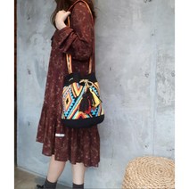 [패키지] 모칠라백 (블랙사선패턴) DIY 패키지 키트/ 와유백/ 손뜨개가방/ 코바늘가방/ 뜨개가방 만들기/ mochila bag/ 크로스백/ 숄더백