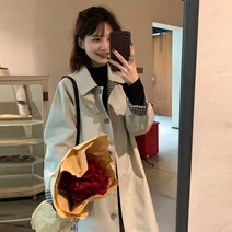 여성 트렌치코트 트렌치 여성 트렌디 울장 핫 체크 무늬 모든 경기 여성 우아한 아늑한 포켓 레저 새로운 도착 기본 디자인 러블리 피트
