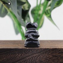 15 인치 Scamp 토끼 동상 홈 장식 치유 크리스탈 석영 손 조각 보석 귀여운 동물 입상 사무실 선물 인테리어, Obsidian