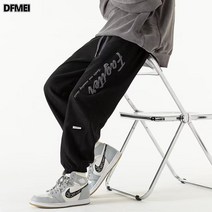 DFMEI 스트링 조거 배기 데님 팬츠 남 봄 가을 코디 배기 팬츠