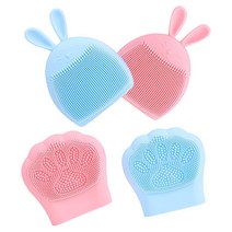 Beaupretty 4피스 페이셜 클렌징 브러시 실리콘 페이스 스크러버 고양이 발바닥 토끼 귀 모양 얼굴 각질 제거 페이셜 딥 클렌저 블랙헤드 제거 도구