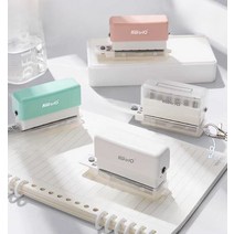 6홀 미니 펀칭기 학습지 바인딩 셀프제본 타공기, 블루 종이칼 4개 일체형 블레이드 6홀링 포함