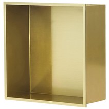 Sunrosa 브러시드 골드 샤워 Niche 스테인리스 스틸 타일 사용 가능 방수 30 x 30cm(11.8 11.8인치) 욕실 매립형 틈새 샴푸 및 세면도구 보관용 정리함