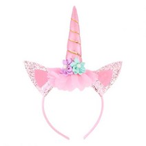 [피앤비유니티]헤어밴드 핑크 유니콘 생일헤어밴드 생일장식 파티장식 생일파티용품, 유니콘헤어밴드 핑크