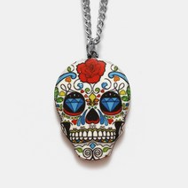 블리브 슈가 스컬 해골 펜던트 써지컬스틸 체인 할로윈 목걸이 ver03