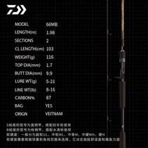 아부가르시아 낚싯대 DAIWA 21 ICHIGEKI 고탄소 스피닝 및 캐스팅 후지 릴시트 가이드 낚싯대 베트남 제작 루어, 662MB 1.98m CAST Thanks