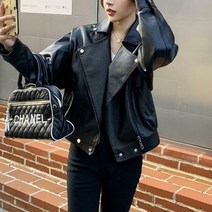 시크 레더 자켓 캐주얼 점퍼 여성 가죽 아우터 라이더