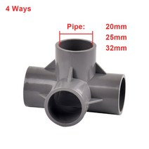 콤비락 파이프 스텐 모듈 앵글 컨넥터 내경 20/25/32mm 3 방향/4 방향 차원 Pvc 커넥터 급수 파이프 피팅, 06 F_03 I.D 32mm