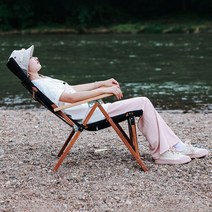 4단조절 원목 롱 릴렉스 체어 접이식 캠핑 의자, 4단조절 롱릴렉스체어 카키