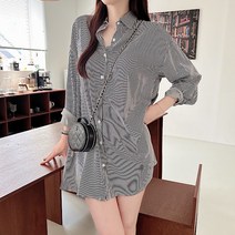 [국내제작/여리핏] 투투 스트라이프 단가라 오버핏 셔츠 원피스 2color