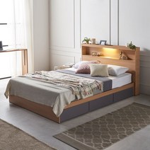 동서가구 이즈 카이 LED 수납침대 C형+독립매트 SS ISG043, 오크그레이