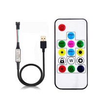 자동차용품 수입차부품 WS2811 WS2812B Led 픽셀 스트립 라이트 컨트롤러 USBDC 미니 3 키 RF 141721 테이프 원격 DC524V, 14KEYS LOCK USB