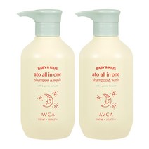 아브카 베이비 앤 키즈 아토 올인원 샴푸 앤 워시 무향, 2개, 500ml