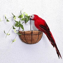 미니어쳐 35/25cm 수제 시뮬레이션 앵무새 크리에이티브 깃털 잔디 입상 장식 동물 조류 정원 소품 미니어, 02 Red  parrot_02 35CM