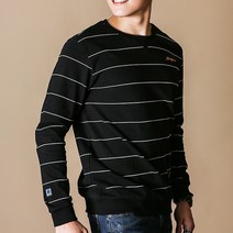하트비트 남성용 칸슈비 맨투맨 베이직핏 스트라이프 라운드 긴팔 티셔츠 커플룩 단체복