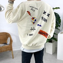 모룸 박스 오버핏 낙서 프린트 나염 맨투맨 티셔츠 3컬러