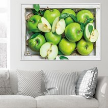 프레임칸칸 부자 되는 사과 그림액자, 05_반쪽사과와 사과풍작, 알루미늄 화이트+A1(594x841)mm 사이즈