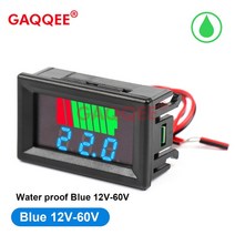 전기요금 측정기 가정용 자동차 배터리 충전 레벨 표시기 12V 24V 36V 48V 60V 72V 리튬 용량 측정기 테스, blue waterproof