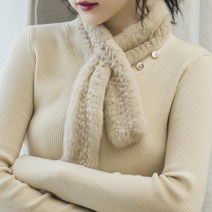 천연 밍크 심플 쁘띠 털 목도리 겨울 머플러 넥워머 통 풀스킨 모피 귀여운 따뜻한 모자, 베이지, 상세페이지 참조