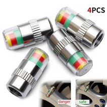 타이어공기압주입기 tpms 4pcs 2.4 bar 자동차 압력 게이지 캡 센서 표시기 경고 모니터링 도구 캡 표시기 경고 공기 압력 게이지 JX, 없음