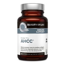 퀄리티오브라이프 Quality of Life 키노코 프로 AHCC 150 mg 버섯균사체 알파-사이클로덱스트린 60 소프트젤, 1개