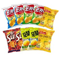 인기과자 10종 (포카칩2종 각2개 썬칩2개 꼬북칩콘스프2개 허니버터칩2개)총10개, 1세트