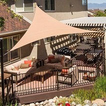 정성몰 썬쉐이드 차양막 차광막 옥상 카페 테라스 방수 햇빛 가리개 그늘막, 삼각3.6m, 크림