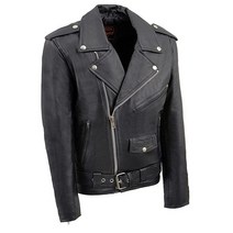 Milwaukee Leather LKY1950 청소년 사이즈 클래식 스타일 블랙 경찰 바이커 가죽 재킷 - 34 408493, Size 34