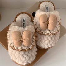귀여운 토끼 곰돌이 솔방울 디자인 부드러운 층간소음 방지 슬리퍼 실내화 사무실 거실 실내 털 보온 겨울 여름 거실화 커스텀 기능성, E + 220-225