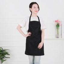 클린유니폼 공방 주방 식당 서빙 카페 방수 서빙용 단체 행사 기본 미용실 민자 앞치마 목걸이형 7컬러, 블랙, 1개