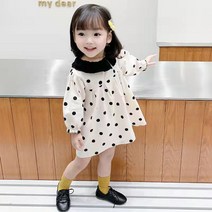 유니콘키즈복 여아용 땡땡이 원피스 심플 공주 드레스 어린이집 등원룩 자매 커플룩