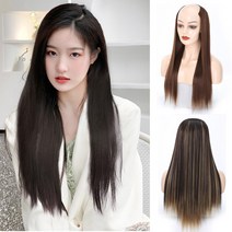 앞머리없는 가발 롱 오픈 반가발 긴 생머리가발 붙임머리 U자, 05.레드브라운4M33