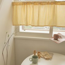 목화베리 파스텔체크 주방 미니창 바란스 커튼