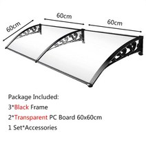 어닝브라켓 고정 어닝 천막 부속품 보강 철판 부품 브라켓 차량용 업데이트 난연성 PC 보드 처마 캐노피 내구성 강화 플라스틱 브래킷 방수 창 문 레인 커버, [01] Black Fame 60x120cm