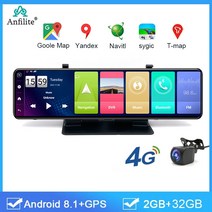 11 인치 트리플 스크린 4g 자동차 dvr 안드로이드 대시 캠 듀얼 렌즈 2g + 32g gps 네비게이션 백미러 자동 레코더 와이파이 대시 카메라, 아니 tf 카드, 베이스 포함 4g 15m